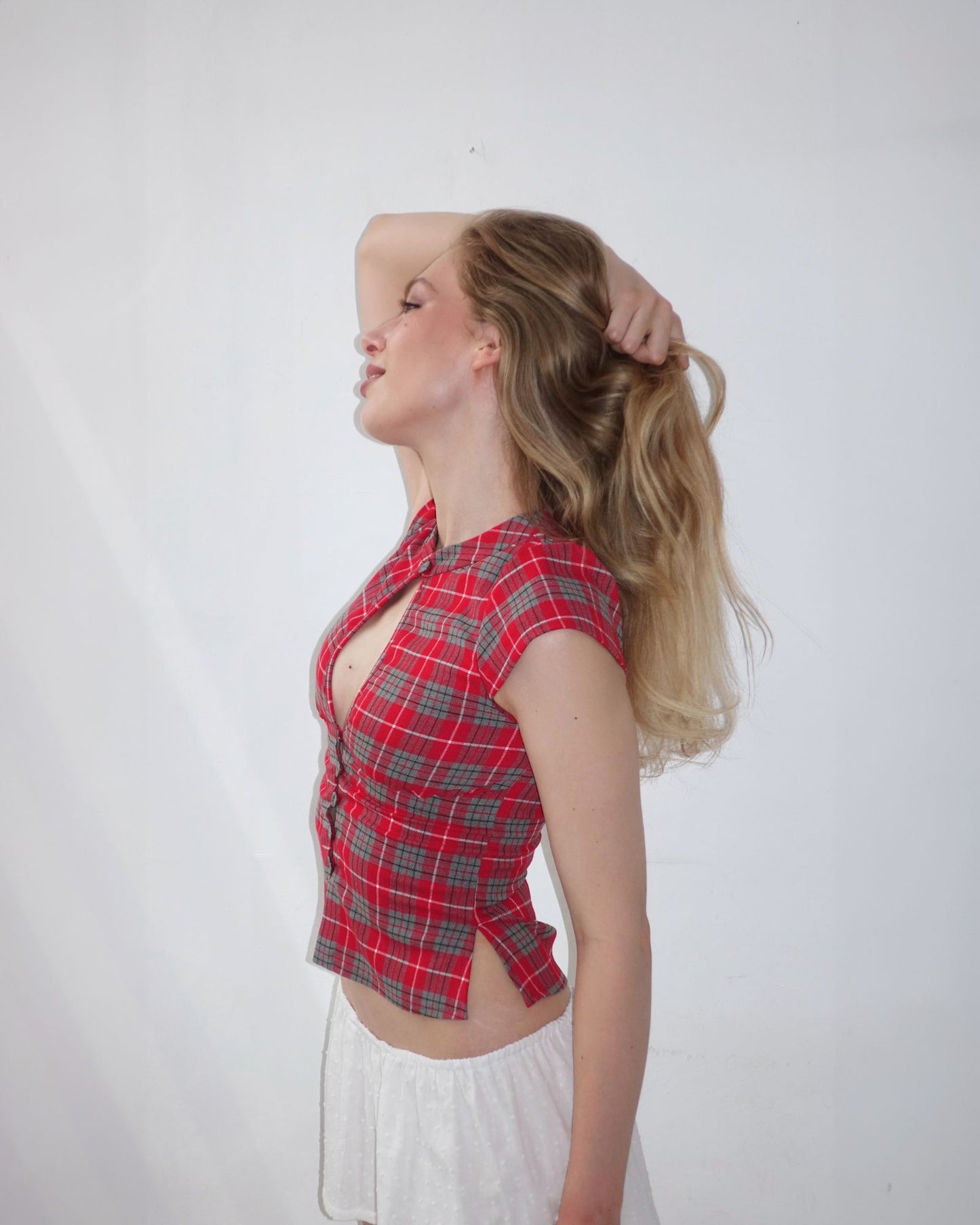 The Paulina Top in Cherry Tartan