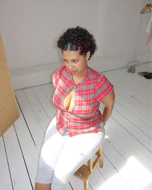 The Paulina Top in Cherry Tartan