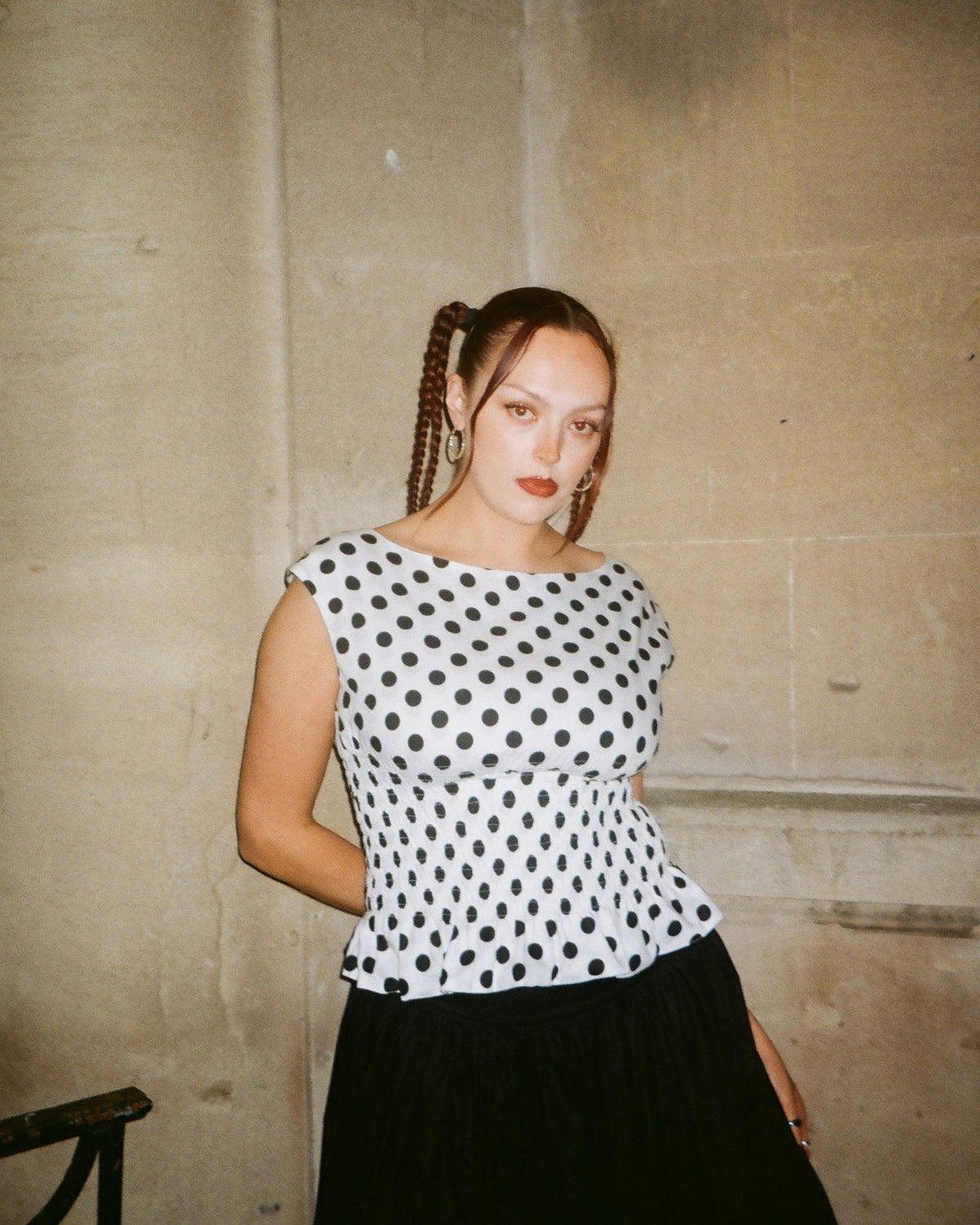 5. The Amelie in White Polka Dot - L