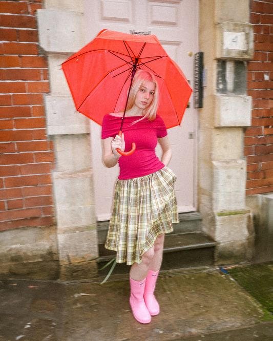 The Lottie Skirt in Olive Tartan