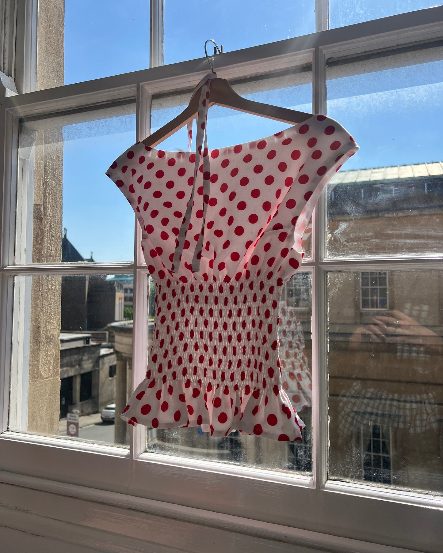 The Amélie Top in Red on White polka Dot