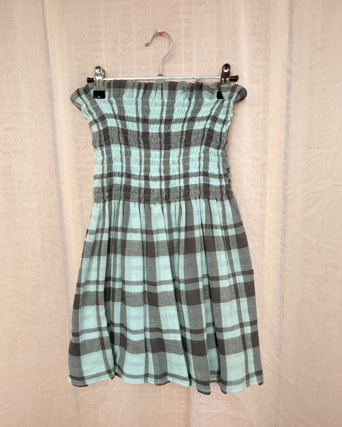 12. Stormy Check Bandeau Mini Dress - M