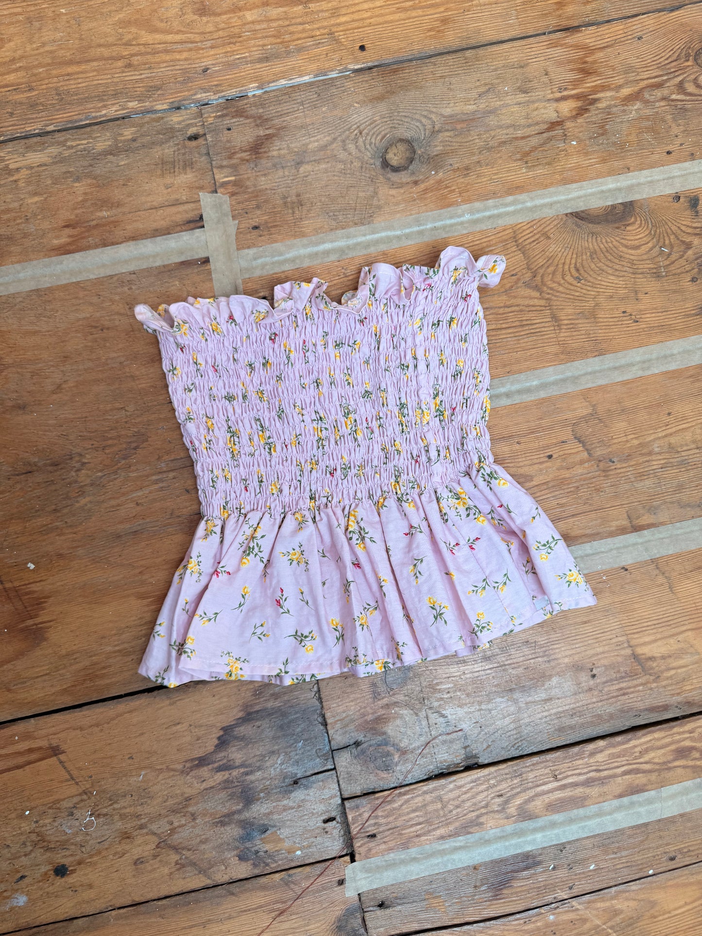 29. Ditsy Pink Shirred Bandeau - S/M