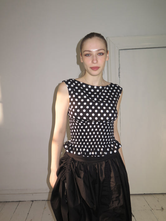 35. The Amelie in Black Polka Dot - XXL