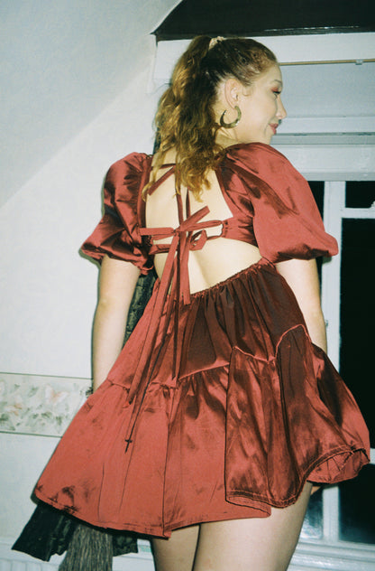 36. The Fantasia Dress in Wine Taffeta - S/M