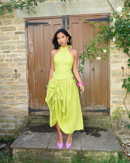 The Zoe Halter in Chartreuse Linen