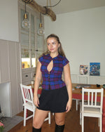 Load image into Gallery viewer, The Paulina Top in Blueberry Tartan
