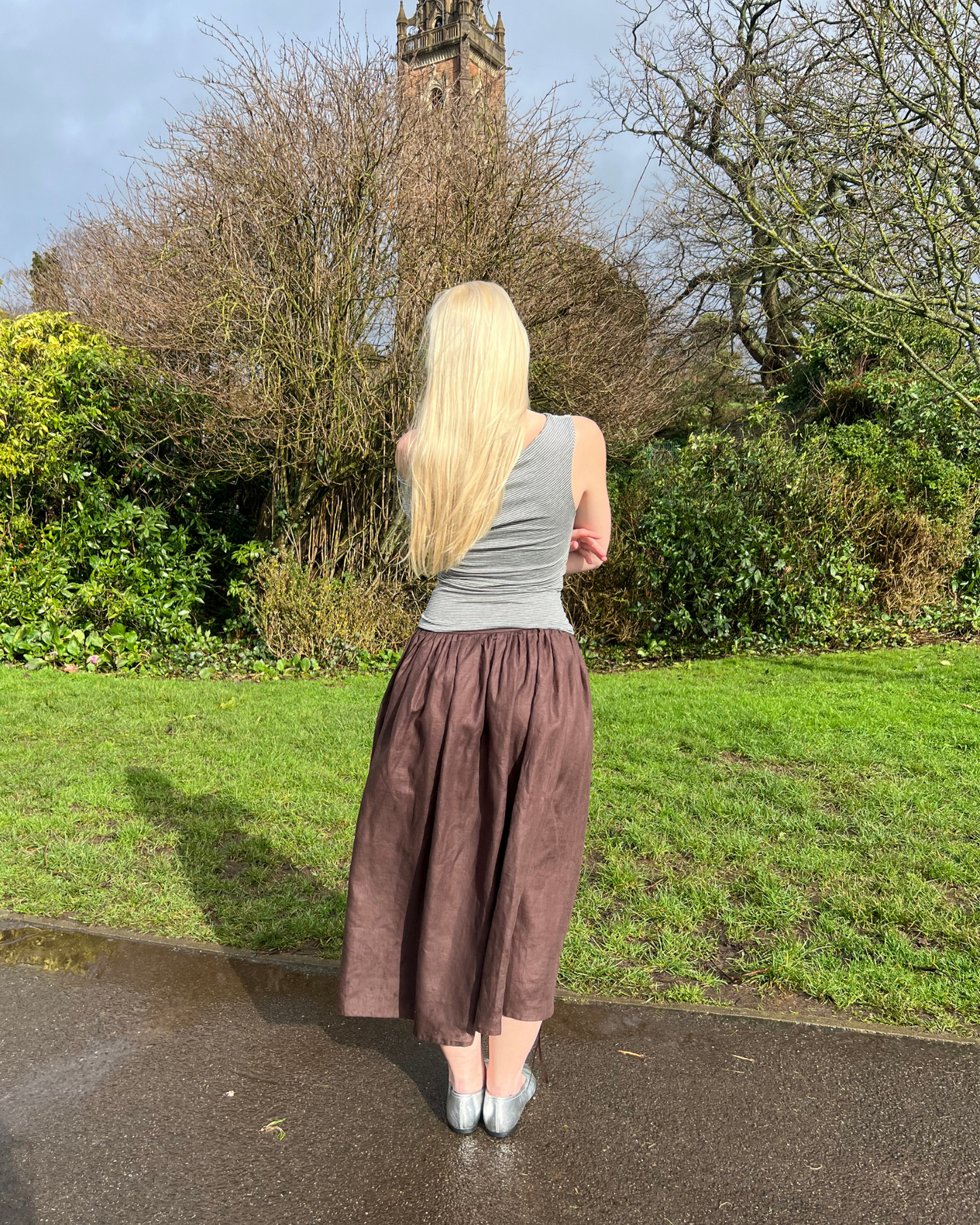 The Lola Skirt in Chocolate Linen