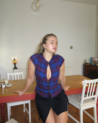 53. The Paulina in Blueberry Tartan - Multiple Sizes