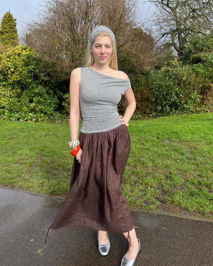 The Lola Skirt in Chocolate Linen