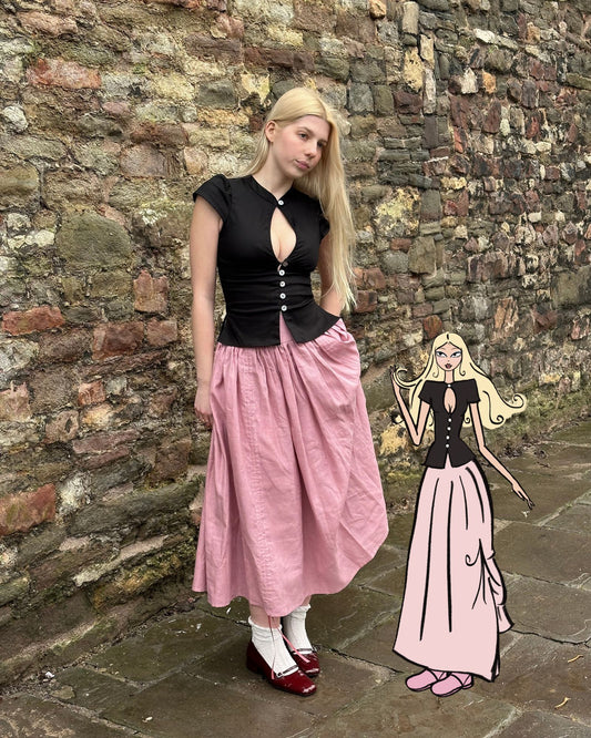 The Lola Skirt in Rose Linen