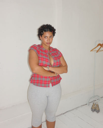 The Paulina Top in Cherry Tartan