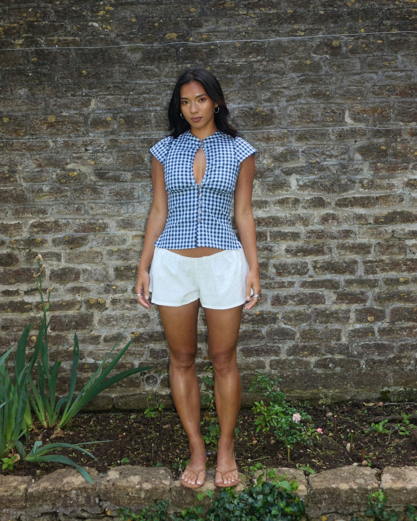 The Paulina Top in Blue Check