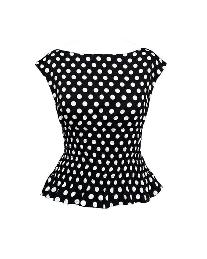46. The Amelie Top in Black Polka Dot - M