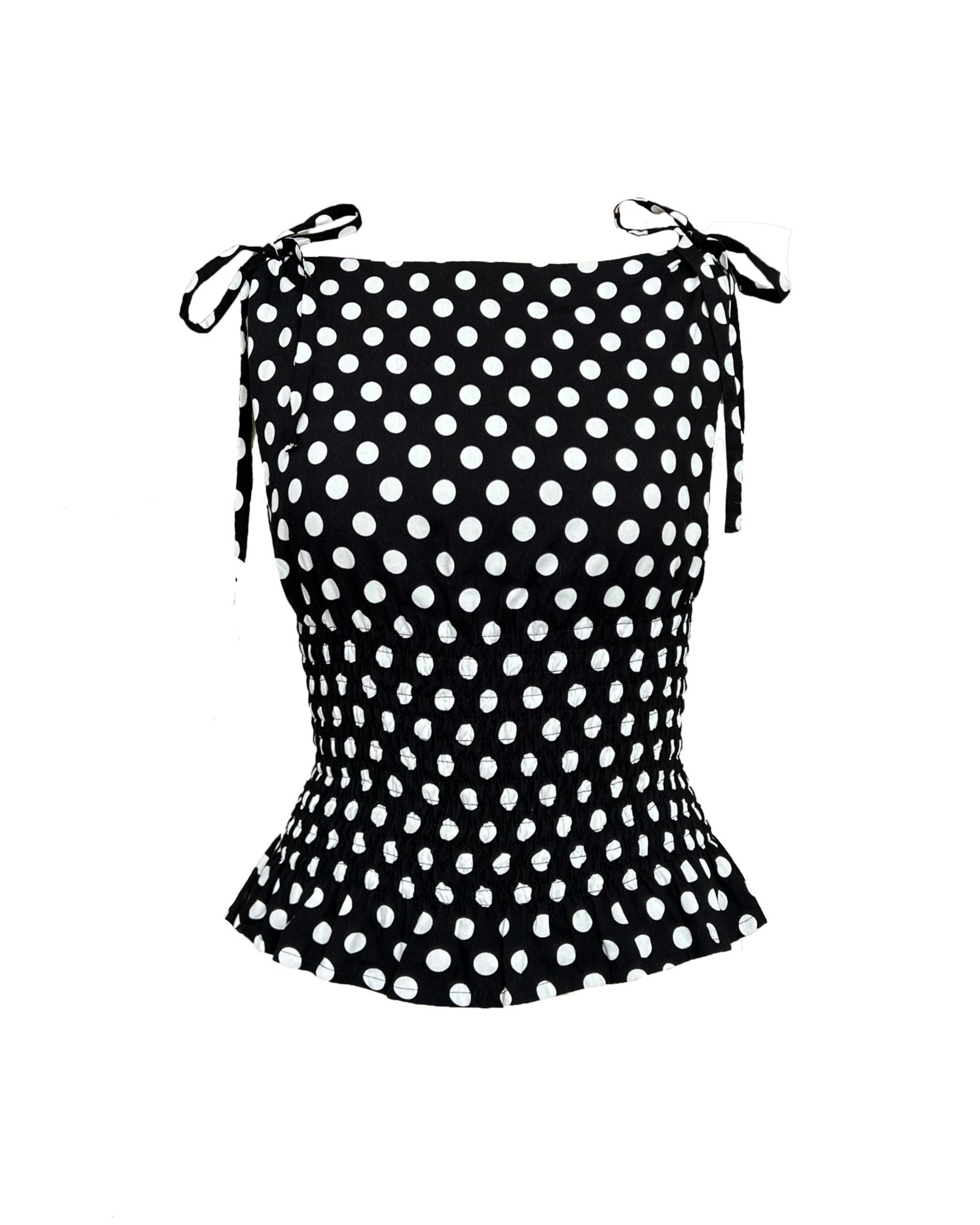 The Amelie Top in Black Polka Dot