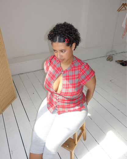 The Paulina Top in Cherry Tartan