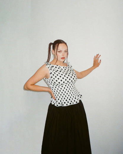 5. The Amelie in White Polka Dot - L