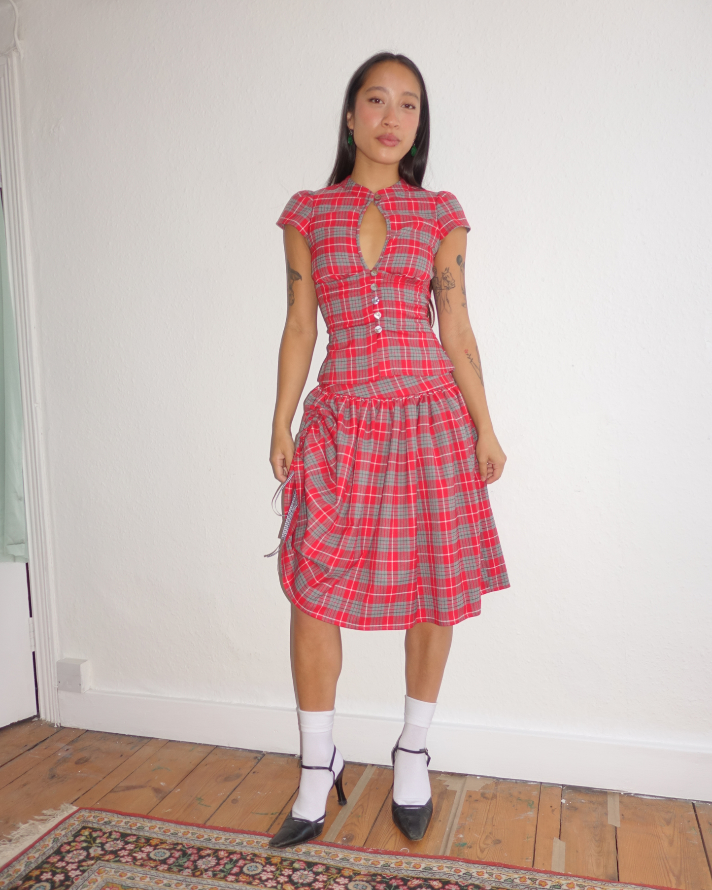 The Lottie Skirt in Cherry Tartan