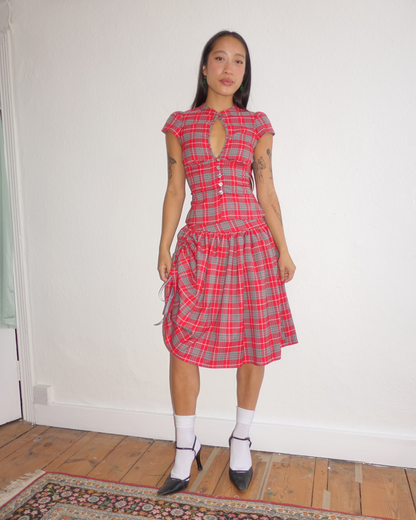 The Lottie Skirt in Cherry Tartan