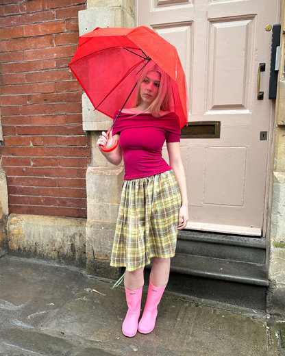 The Lottie Skirt in Olive Tartan
