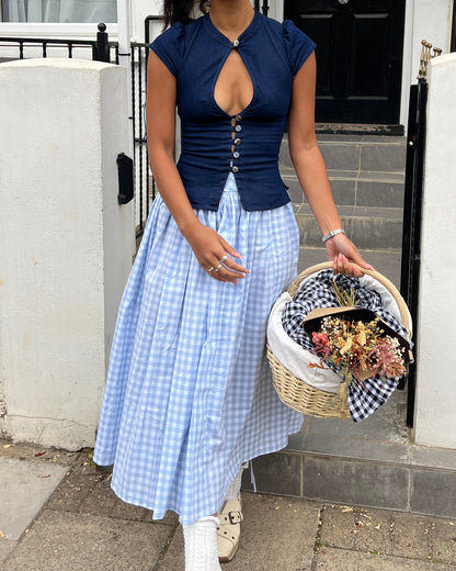 1. The Paulina Top in Denim - S