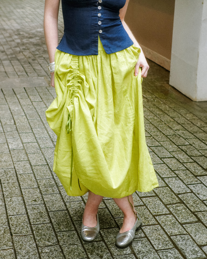The Lola Skirt in Chartreuse Linen