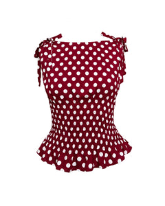 The Amelie Top in Wine Polka Dot