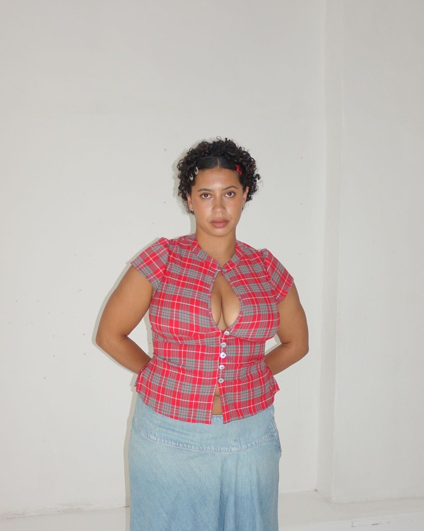 The Paulina Top in Cherry Tartan