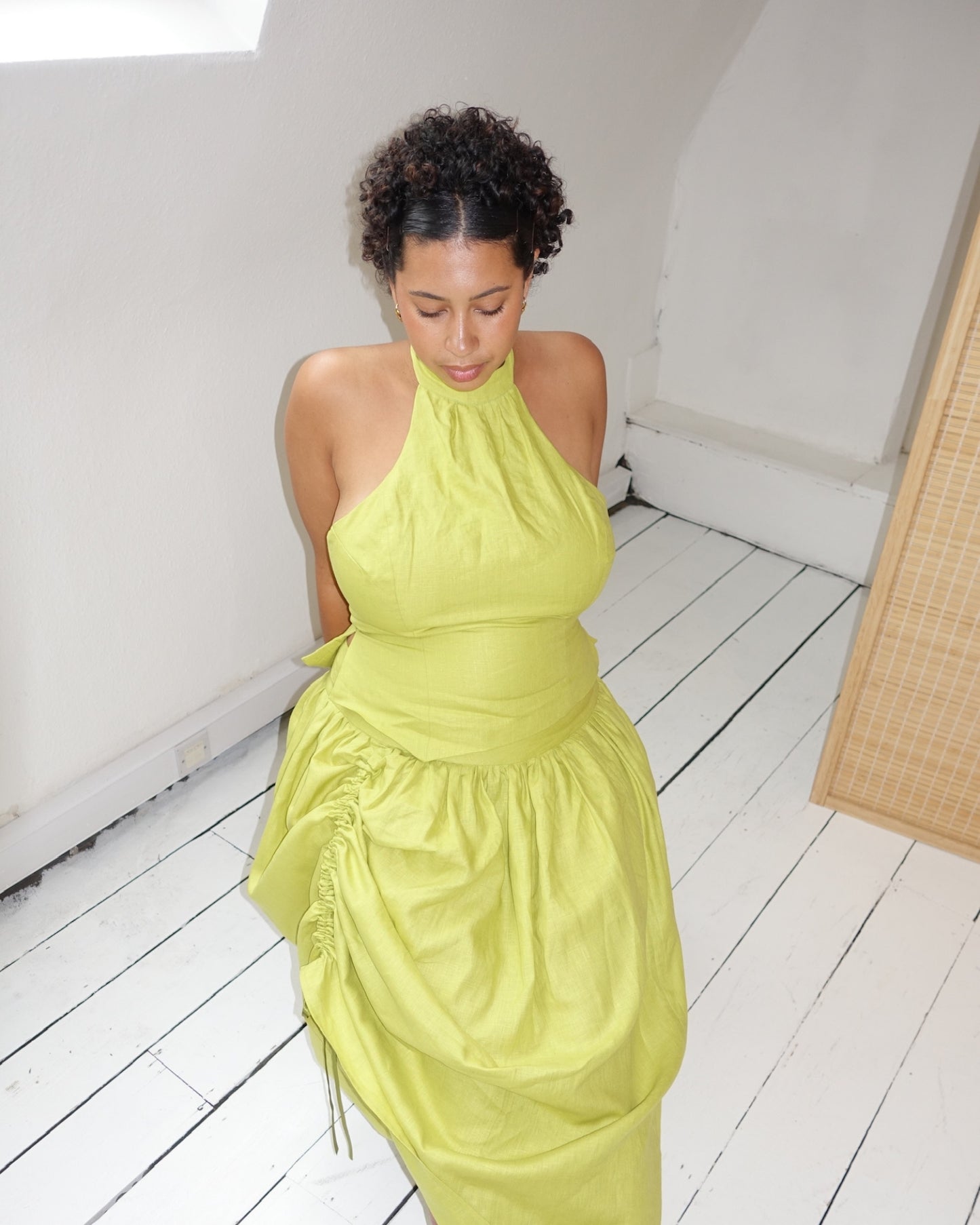 The Zoe Halter in Chartreuse Linen