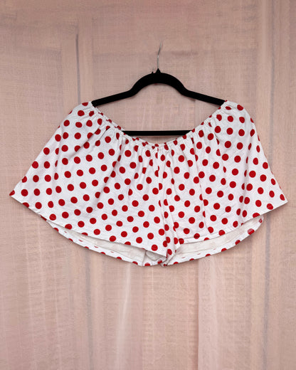 67. The Camille Shorts in Red and White Polka Dot - XL
