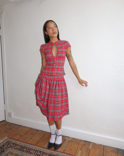 The Lottie Skirt in Cherry Tartan