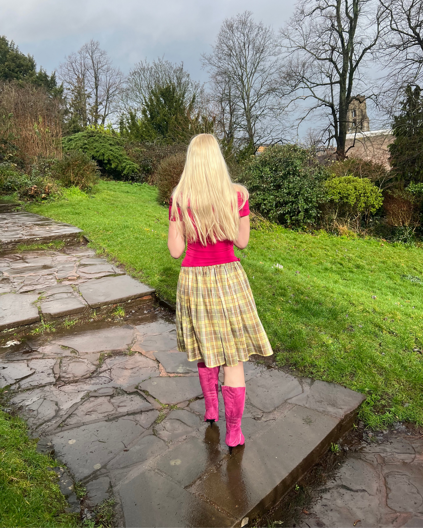 The Lottie Skirt in Olive Tartan