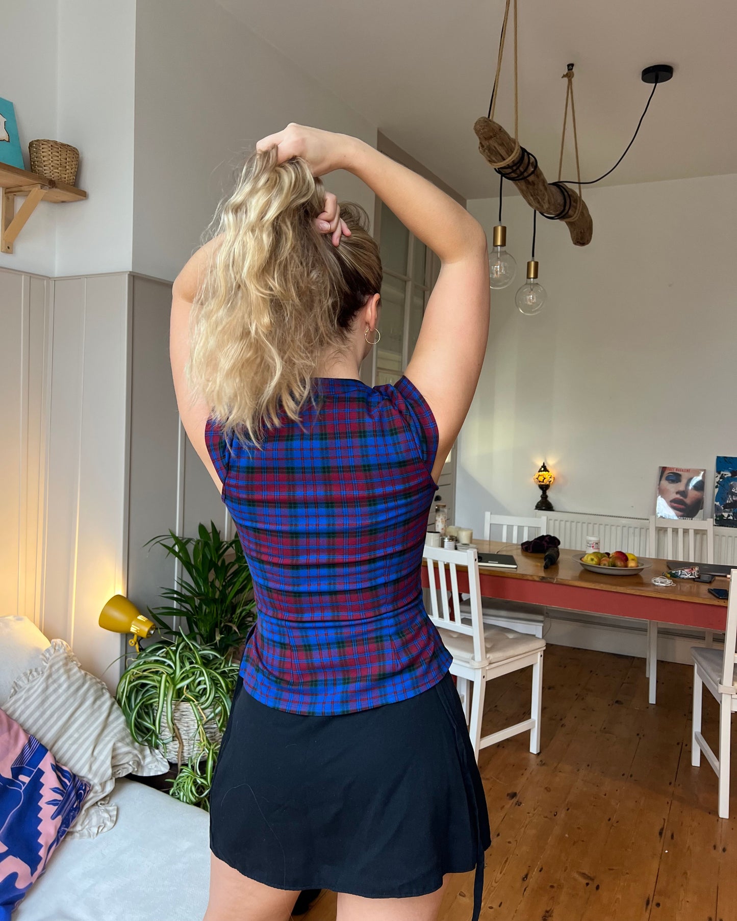 The Paulina Top in Blueberry Tartan