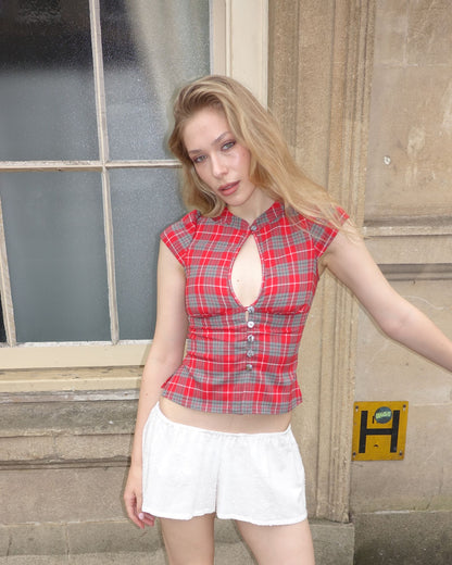The Paulina Top in Cherry Tartan