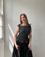 Load image into Gallery viewer, The Amélie Top in Black Polka Dot
