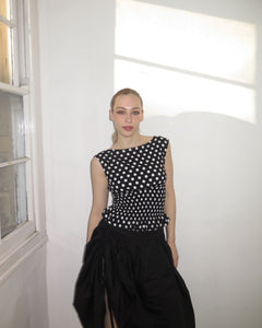 The Amelie Top in Black Polka Dot