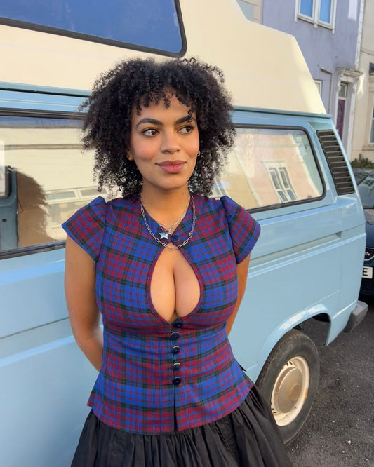 The Paulina Top in Blueberry Tartan