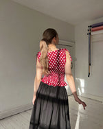 Load image into Gallery viewer, The Amelie Top in Wine Polka Dot

