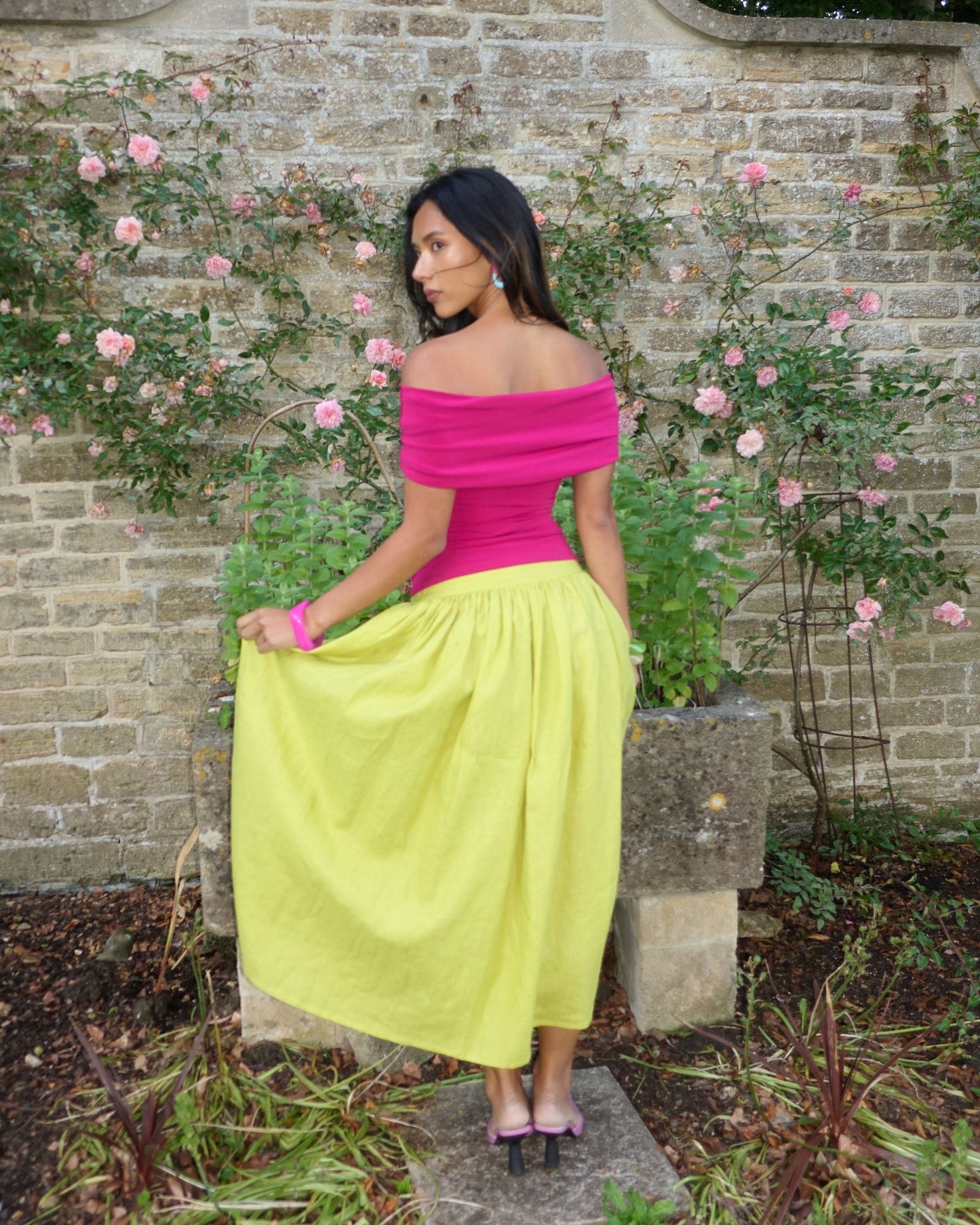 The Lola Skirt in Chartreuse Linen