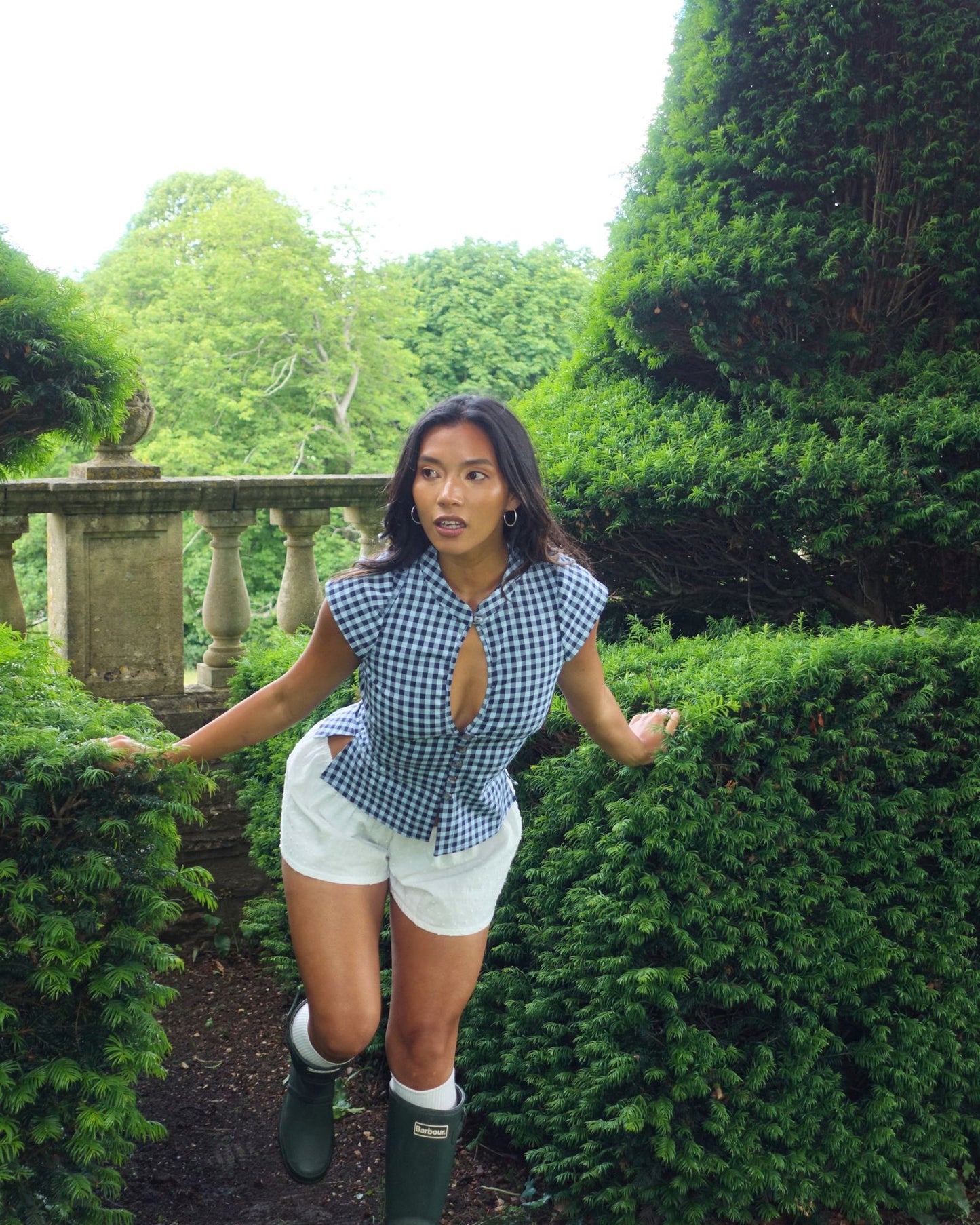 The Paulina Top in Blue Check