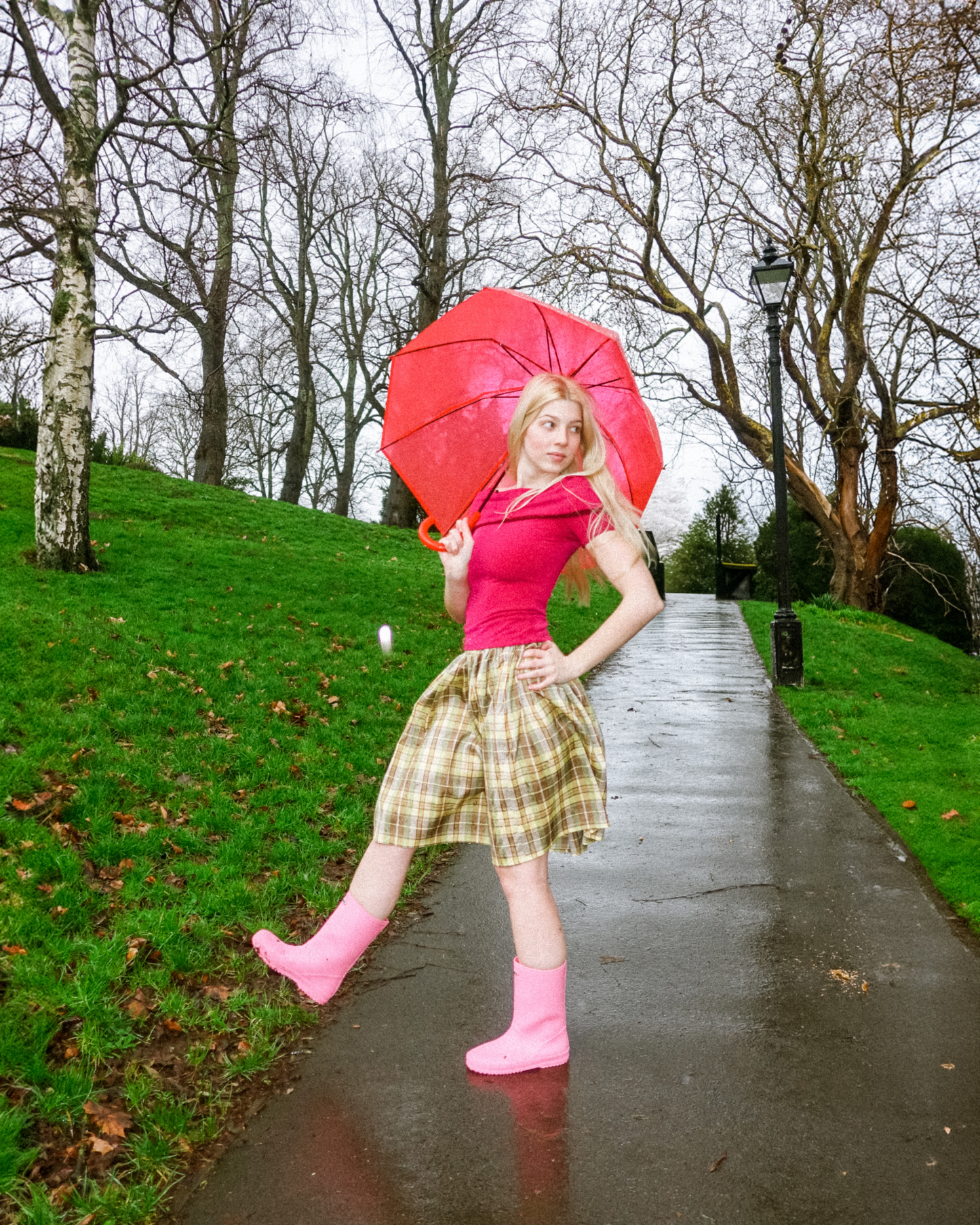 The Lottie Skirt in Olive Tartan