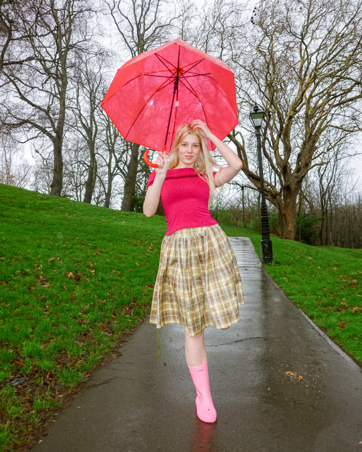 The Lottie Skirt in Olive Tartan