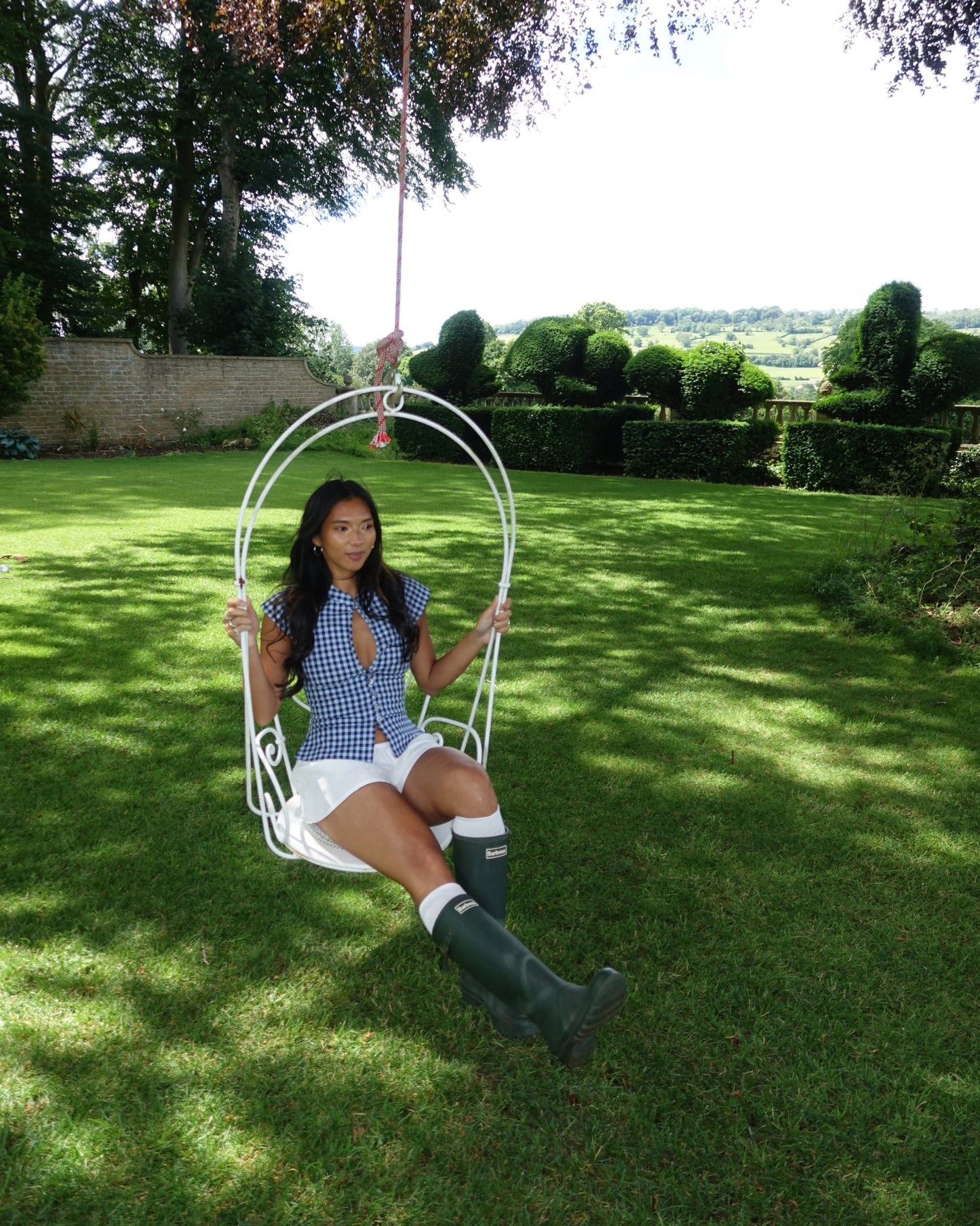 The Paulina Top in Blue Check