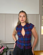 Load image into Gallery viewer, The Paulina Top in Blueberry Tartan
