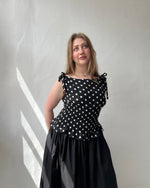 Load image into Gallery viewer, The Amélie Top in Black Polka Dot
