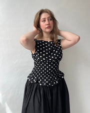 The Amelie Top In Black Polka Dot