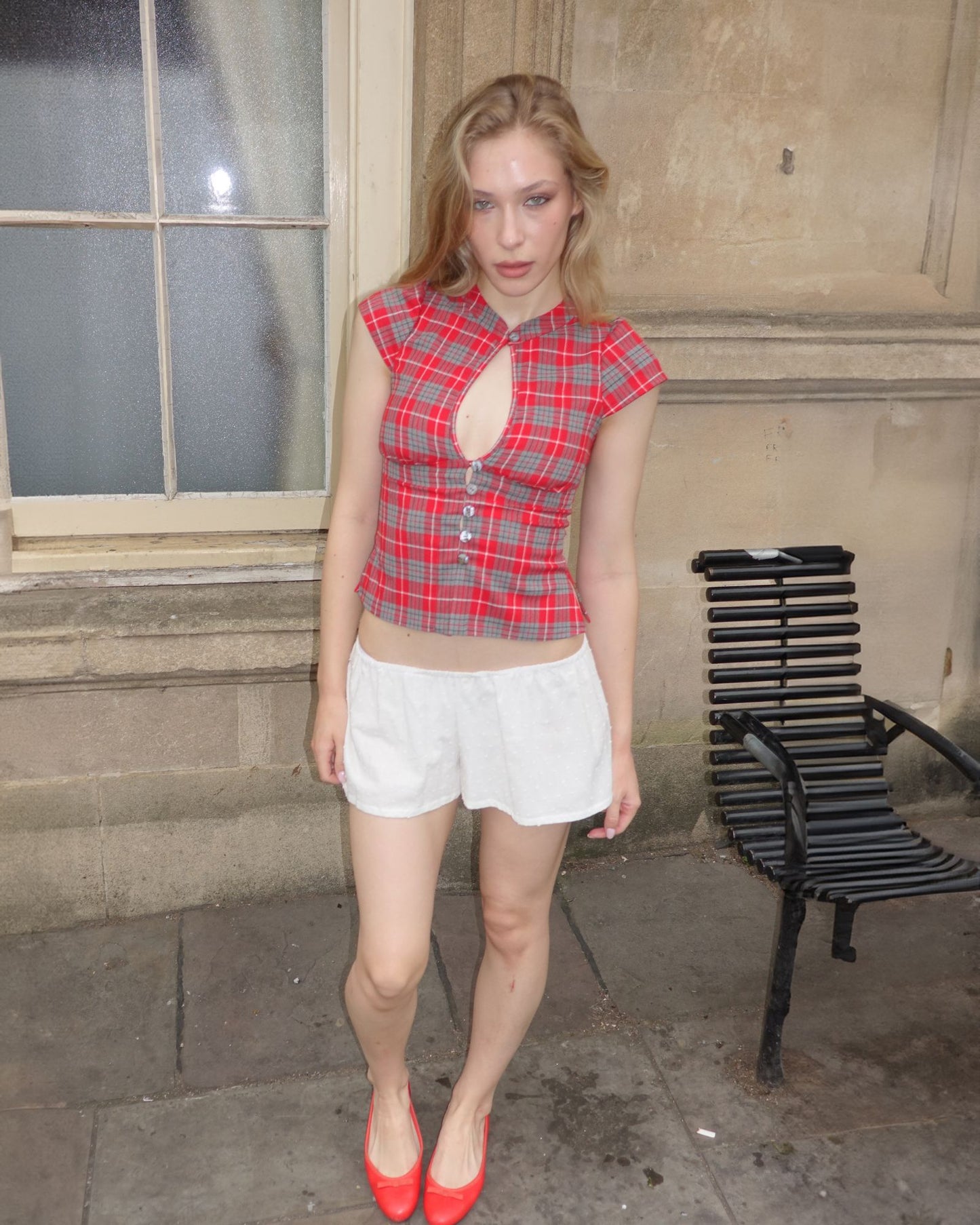 The Paulina Top in Cherry Tartan