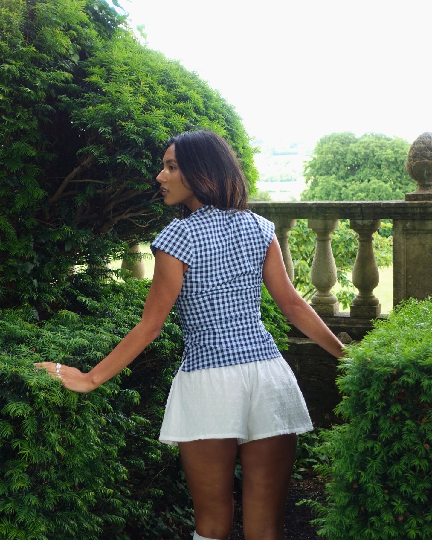 The Paulina Top in Blue Check