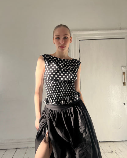 46. The Amelie Top in Black Polka Dot - M