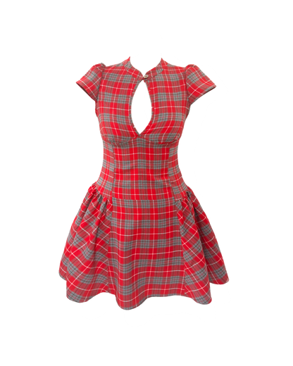 The Paulina Dress in Cherry Tartan